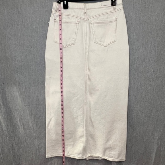 Blank NYC Ecru See You Again Denim High Rise Maxi Skirt 28 100% Cotton Slit 90s - Picture 11 of 13